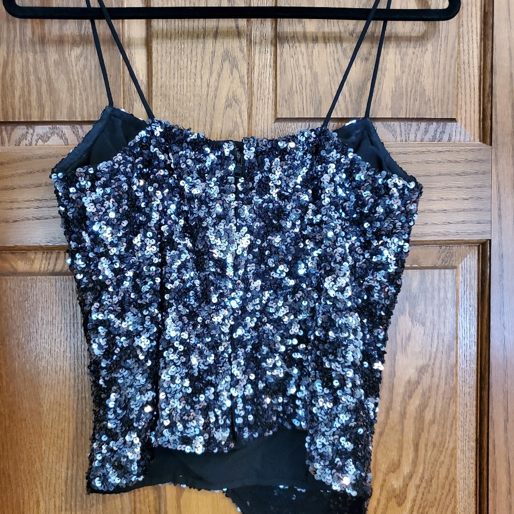 Cache Silver Sequence Asymmetrical Top - image 2